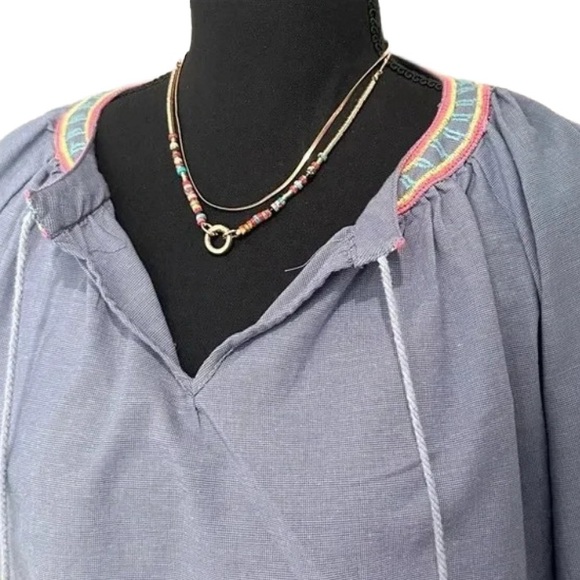 REBELLION ~ Women’s loose fit 3/4 elastic sleeves BOHO top w/tassels size L - Picture 3 of 7